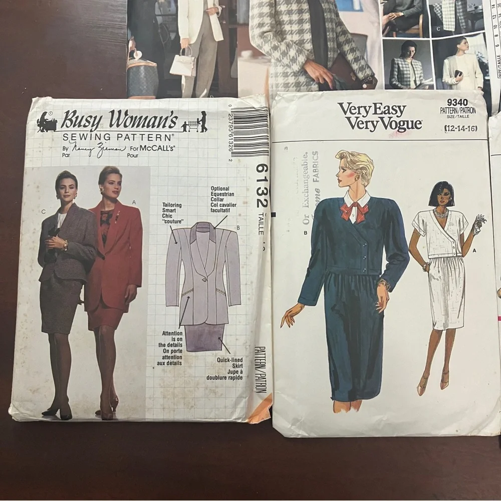 Lot of 6 Vintage Career / Outfit Sewing Patterns Vogue McCall’s 1980s-90s